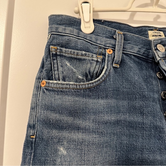 Citizens Of Humanity Blue Cora Crop Relaxed Distressed Hem Jeans Size 26 Women’s - Picture 6 of 14